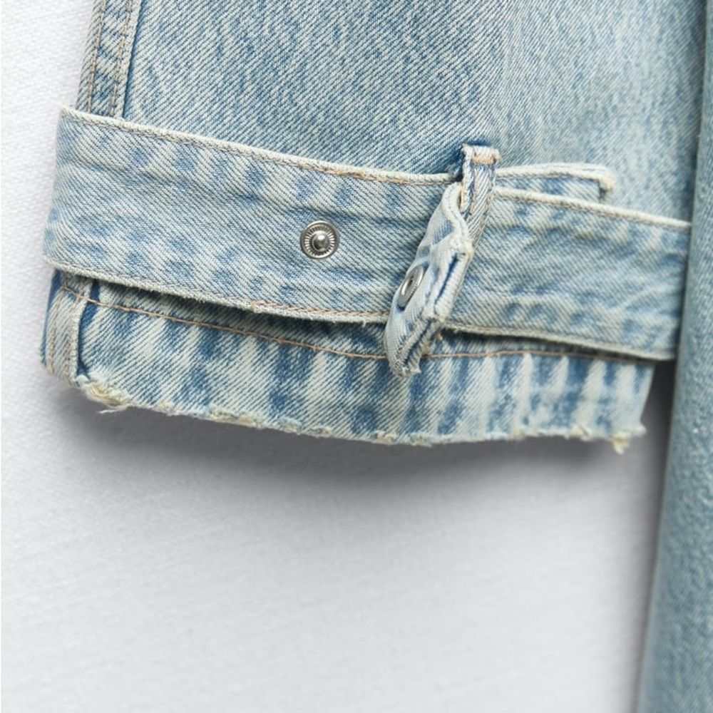 Zara Light Blue TRF Denim Trench Coat New - Picture 7 of 12